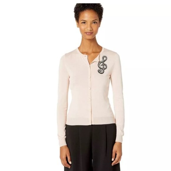Moschino Boutique Crystal Music Cardigan Sweater Button Down Knit Soft Preppy 8 - Picture 4 of 16